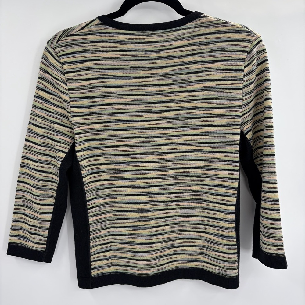 M Missoni cropped cardigan multi stripe black trim wool blend sweater size 10 - Picture 7 of 14